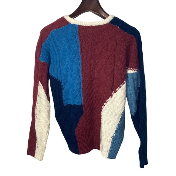 Urban Bliss• color block geometric mix cable knit sweater - Picture 2 of 7